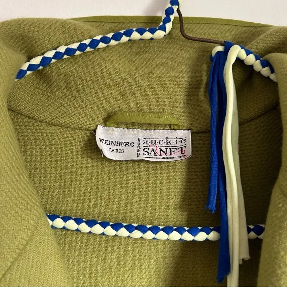 Vintage Designer Wool Green Weinberg paris Auckie Sanft Oversized Blazer jacket - Picture 6 of 8